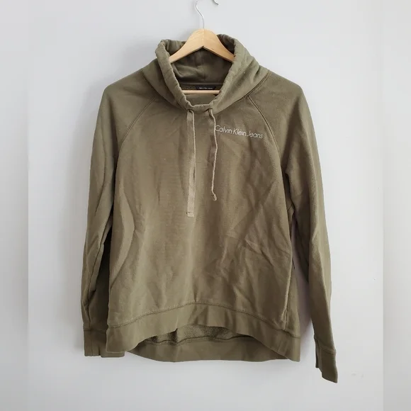 Calvin klein army green cowl neck pullover. Womens medium. VGUC - Picture 3 of 7